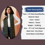 Green Tartan Wool scarves Women Cashmere Muffler - Image 8