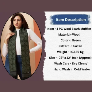 Green Tartan Wool scarves Women Cashmere Muffler - Image 8