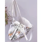 Handmade White Quilted Tote Shopping Bag Forest Printed - Image 3