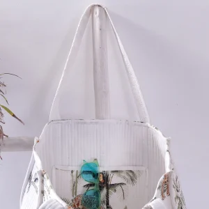 Handmade White Quilted Tote Shopping Bag Forest Printed - Image 4