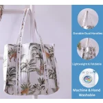 Handmade White Quilted Tote Shopping Bag Forest Printed - Image 8