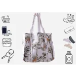 Handmade White Quilted Tote Shopping Bag Forest Printed - Image 9