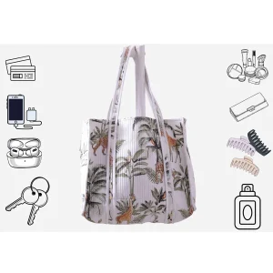 Handmade White Quilted Tote Shopping Bag Forest Printed - Image 9