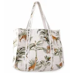 Handmade White Quilted Tote Shopping Bag Forest Printed - Image 7