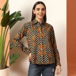 Indian Tiger Zig Zag Printed Cotton Shirt For Women's