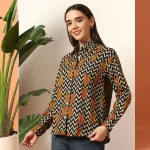 Indian Tiger Zig Zag Printed Cotton Shirt For Women's - Image 4