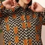 Indian Tiger Zig Zag Printed Cotton Shirt For Women's - Image 8
