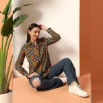 Indian Tiger Zig Zag Printed Cotton Shirt For Women's - Image 5