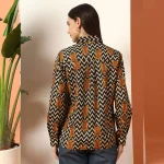 Indian Tiger Zig Zag Printed Cotton Shirt For Women's - Image 7