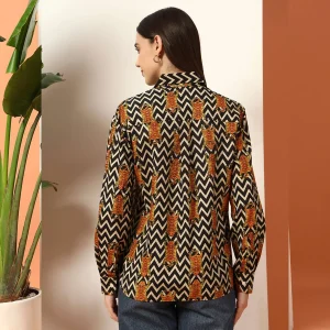 Indian Tiger Zig Zag Printed Cotton Shirt For Women's - Image 7