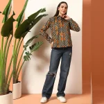 Indian Tiger Zig Zag Printed Cotton Shirt For Women's - Image 6