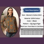 Indian Tiger Zig Zag Printed Cotton Shirt For Women's - Image 9