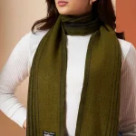 Made in India Soft Warm Wool Wrap Green Geometric Scarves - Image 7