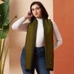 Made in India Soft Warm Wool Wrap Green Geometric Scarves