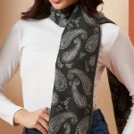 Premium Wool Wrap for Cold Weather Gray Paisley Scarves - Image 7