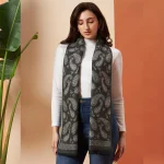 Premium Wool Wrap for Cold Weather Gray Paisley Scarves