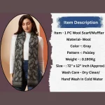 Premium Wool Wrap for Cold Weather Gray Paisley Scarves - Image 9