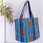 Turquoise Tiger Printed Grocery Shopping Bags