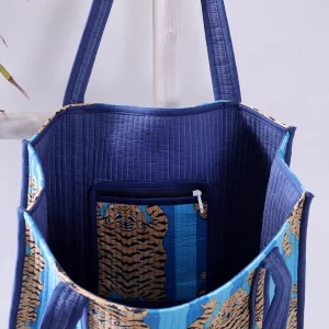 Turquoise Tiger Printed Grocery Shopping Bags - Image 5