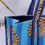 Turquoise Tiger Printed Grocery Shopping Bags - Image 6