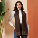 Women Brown Abstract Pashmina Scarf 72"x12"