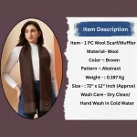 Women Brown Abstract Pashmina Scarf 72"x12" - Image 9