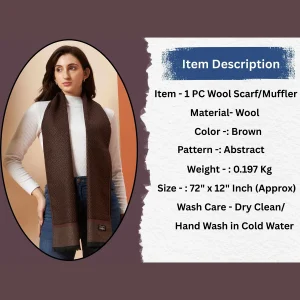 Women Brown Abstract Pashmina Scarf 72"x12" - Image 9