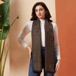 Women Brown Striped Neck Wraps Scarf