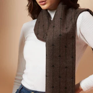 Women Brown Striped Neck Wraps Scarf - Image 7