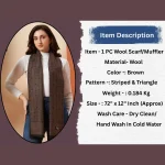 Women Brown Striped Neck Wraps Scarf - Image 9