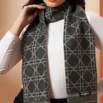 Women Cashmere Gray Tartan Wool scarves - Image 5