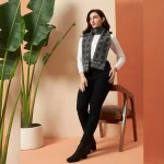 Women Cashmere Gray Tartan Wool scarves - Image 6