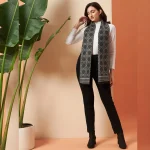 Women Cashmere Gray Tartan Wool scarves - Image 7