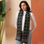 Women Casual Luxurious Black Tartan Wool Scarves