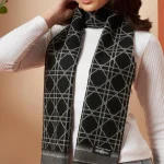 Women Casual Luxurious Black Tartan Wool Scarves - Image 3