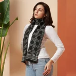 Women Casual Luxurious Black Tartan Wool Scarves - Image 4