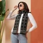 Women Casual Luxurious Black Tartan Wool Scarves - Image 6