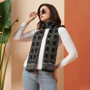 Women Casual Luxurious Black Tartan Wool Scarves - Image 6