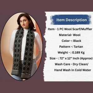 Women Casual Luxurious Black Tartan Wool Scarves - Image 9