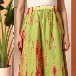 Women Green Tie Dye Print Casual Long Skirt - Image 7