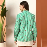 Women Striped Casual Green Shirt - Image 8