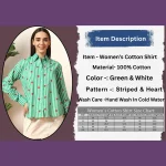 Women Striped Casual Green Shirt - Image 9
