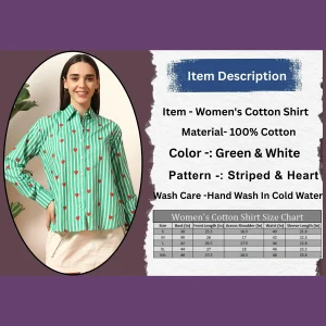 Women Striped Casual Green Shirt - Image 9