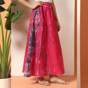 Women Tie Dye Printed Stylish and Comfortable Pink Skirt - Image 4