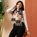 Women Warm & Stylish Soft Wool Scarves Purple Arrow - Image 4