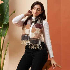 Women Warm & Stylish Soft Wool Scarves Purple Arrow - Image 4