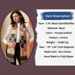 Women Warm & Stylish Soft Wool Scarves Purple Arrow - Image 9