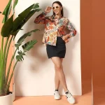 Women's Beige Floral Printed Long Sleeve Casual Shirt - Image 6