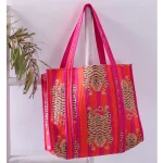 Women's Everyday Market Handbag Pink Tiger Quilted Bag