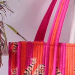 Women's Everyday Market Handbag Pink Tiger Quilted Bag - Image 5